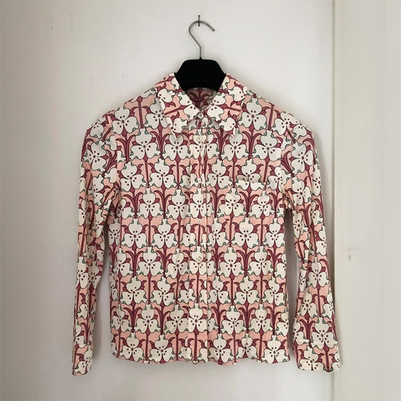 Prada/ Floral Long Sleeve Top/Shirt / Size Small - Picture 5 of 11